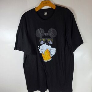 Disney Epcot Drinking Around The‎ World Checklist Shirt Mickey Mouse Black XL